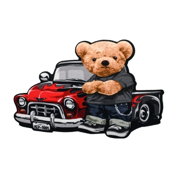 برچسب اتویی خرس و ماشین قرمز