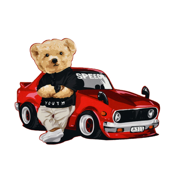 برچسب اتویی خرس و ماشین