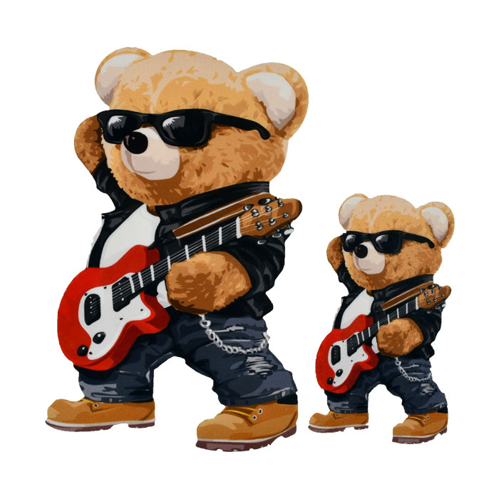 برچسب اتویی خرس و گیتار
